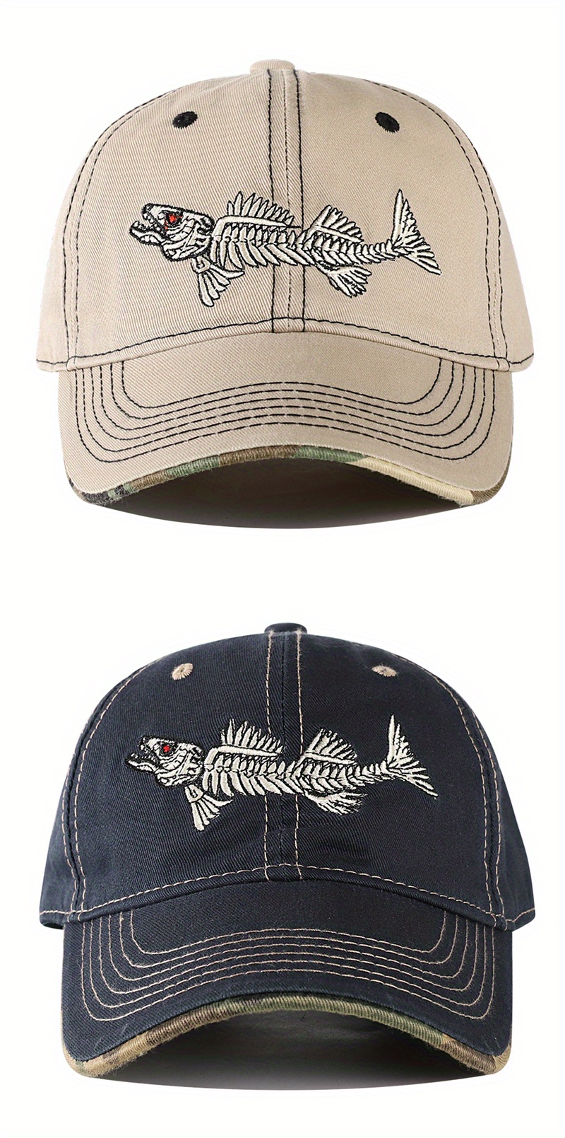 Șapcă de baseball unisex respirabilă, cu broderie 3D Fishbone, nouă, fermă, pentru bărbați, cu bor larg, pescuit, drumeții, alpinism, vânătoare_voghion.com