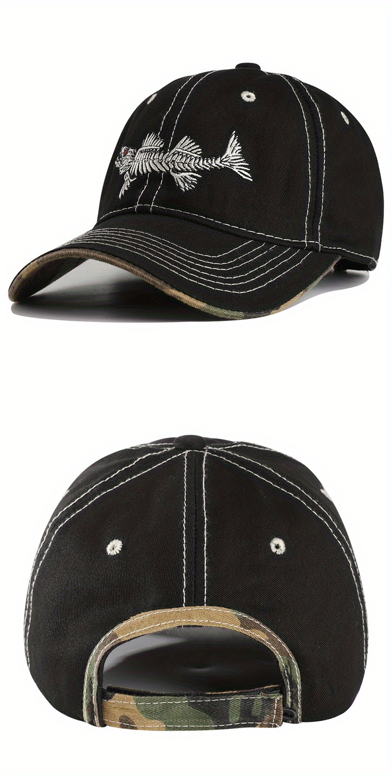 Șapcă de baseball unisex respirabilă, cu broderie 3D Fishbone, nouă, fermă, pentru bărbați, cu bor larg, pescuit, drumeții, alpinism, vânătoare_voghion.com