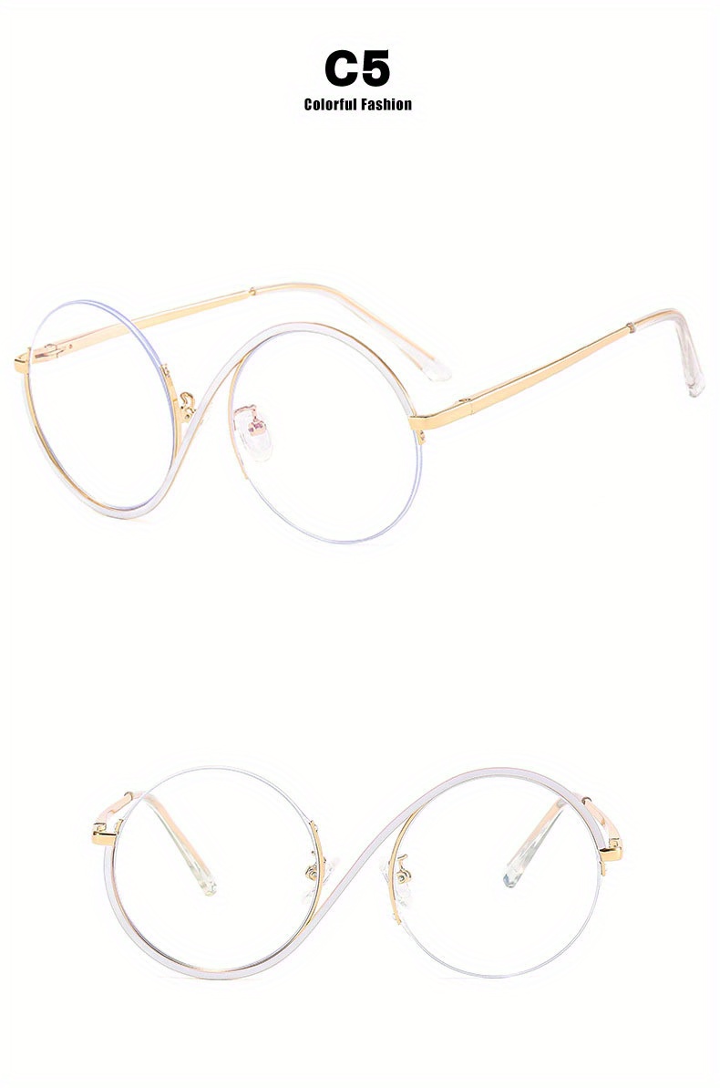 S-förmiger, klarer Brillenrahmen mit halbrandlosen Gläsern für Damen und Herren, modische Brille für Weihnachten/Halloween/Geschenk_voghion.com