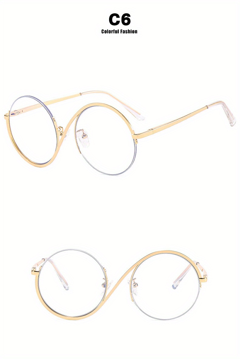 S-förmiger, klarer Brillenrahmen mit halbrandlosen Gläsern für Damen und Herren, modische Brille für Weihnachten/Halloween/Geschenk_voghion.com