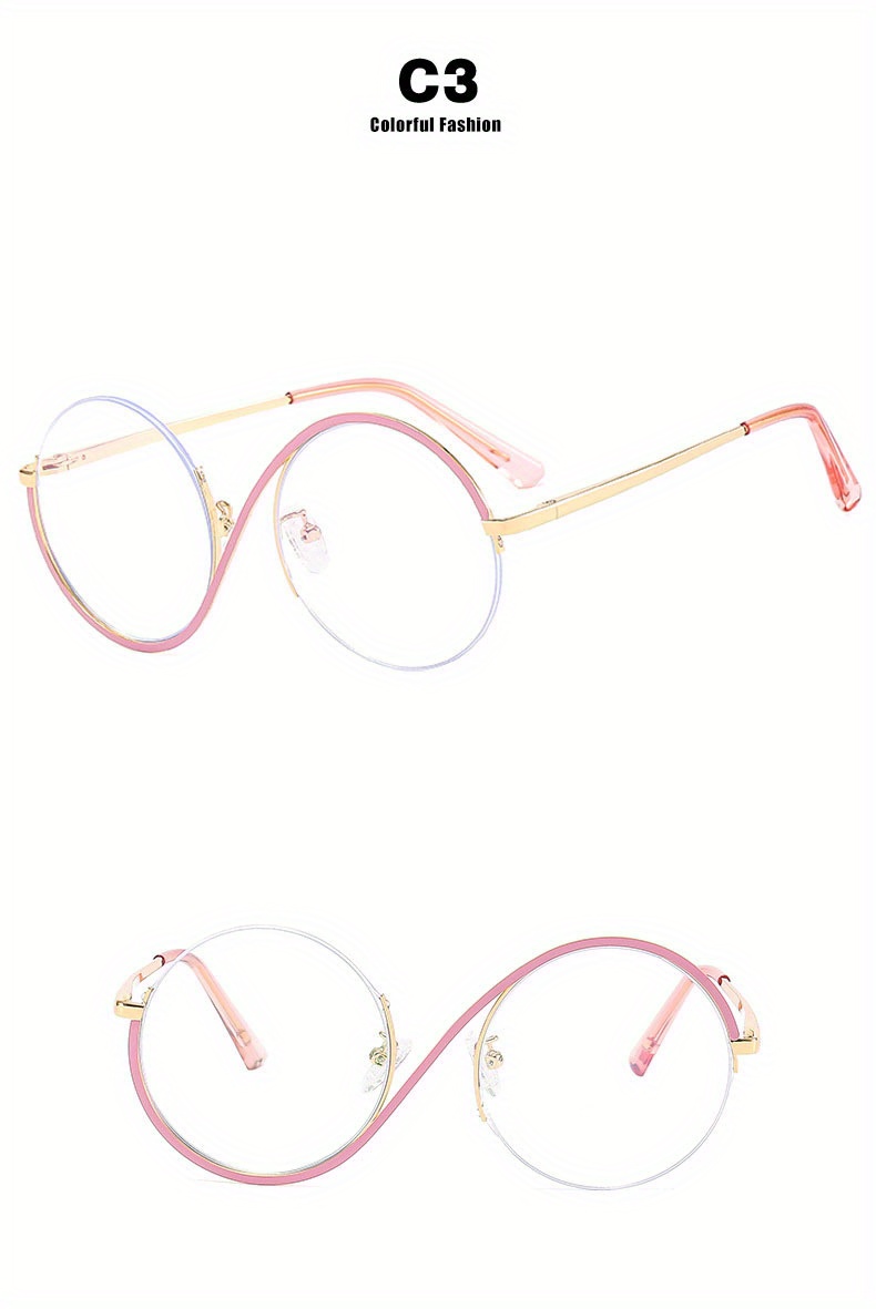 S-förmiger, klarer Brillenrahmen mit halbrandlosen Gläsern für Damen und Herren, modische Brille für Weihnachten/Halloween/Geschenk_voghion.com