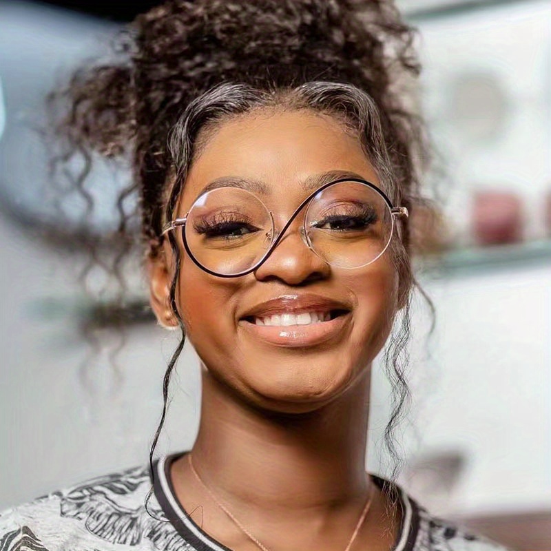 S-förmiger, klarer Brillenrahmen mit halbrandlosen Gläsern für Damen und Herren, modische Brille für Weihnachten/Halloween/Geschenk_voghion.com
