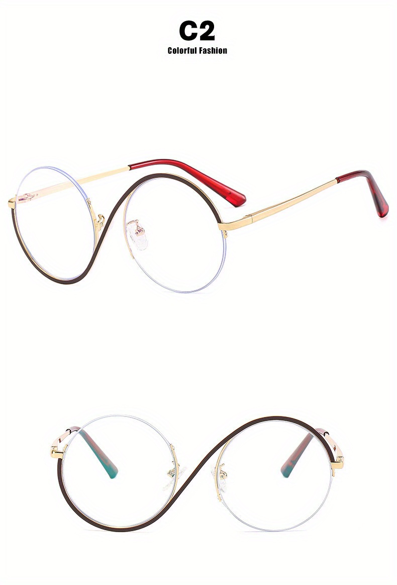 S-förmiger, klarer Brillenrahmen mit halbrandlosen Gläsern für Damen und Herren, modische Brille für Weihnachten/Halloween/Geschenk_voghion.com