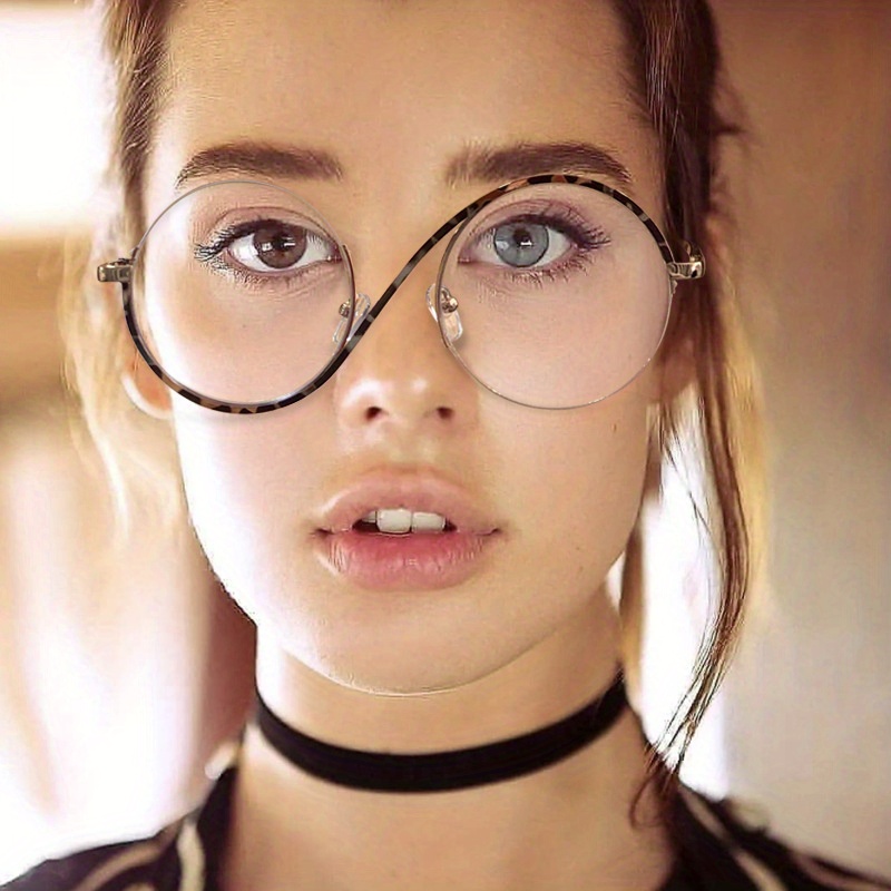 S-förmiger, klarer Brillenrahmen mit halbrandlosen Gläsern für Damen und Herren, modische Brille für Weihnachten/Halloween/Geschenk_voghion.com