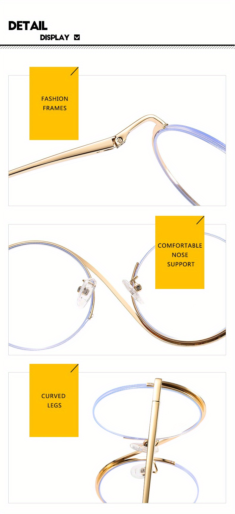 S-förmiger, klarer Brillenrahmen mit halbrandlosen Gläsern für Damen und Herren, modische Brille für Weihnachten/Halloween/Geschenk_voghion.com