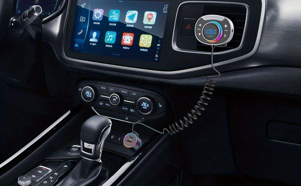 Bluetooth Car Adapter With Dual Usb Charger And Telescopic Cable_voghion.com