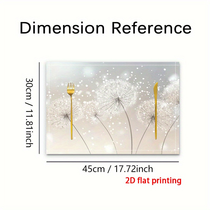2D Flat Printing, 2pcs/4pcs/6pcs Placemat, Dancing Dandelion Seeds, Suitable For Kitchens, Parties, Outdoor Activities _ZXC6639, 2D Flat Kitchen Decor_voghion.com