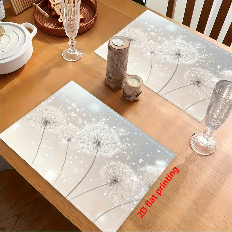 2D Flat Printing, 2pcs/4pcs/6pcs Placemat, Dancing Dandelion Seeds, Suitable For Kitchens, Parties, Outdoor Activities _ZXC6639, 2D Flat Kitchen Decor_voghion.com