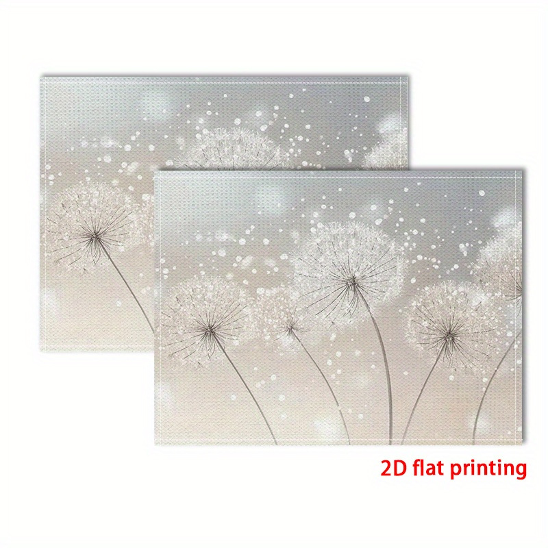 2D Flat Printing, 2pcs/4pcs/6pcs Placemat, Dancing Dandelion Seeds, Suitable For Kitchens, Parties, Outdoor Activities _ZXC6639, 2D Flat Kitchen Decor_voghion.com
