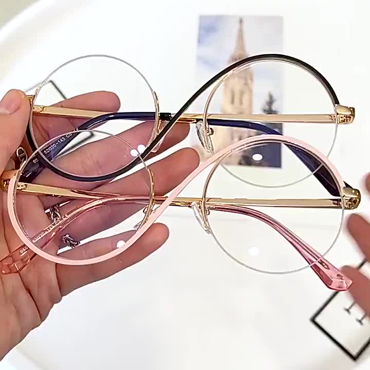 S-förmiger, klarer Brillenrahmen mit halbrandlosen Gläsern für Damen und Herren, modische Brille für Weihnachten/Halloween/Geschenk_voghion.com