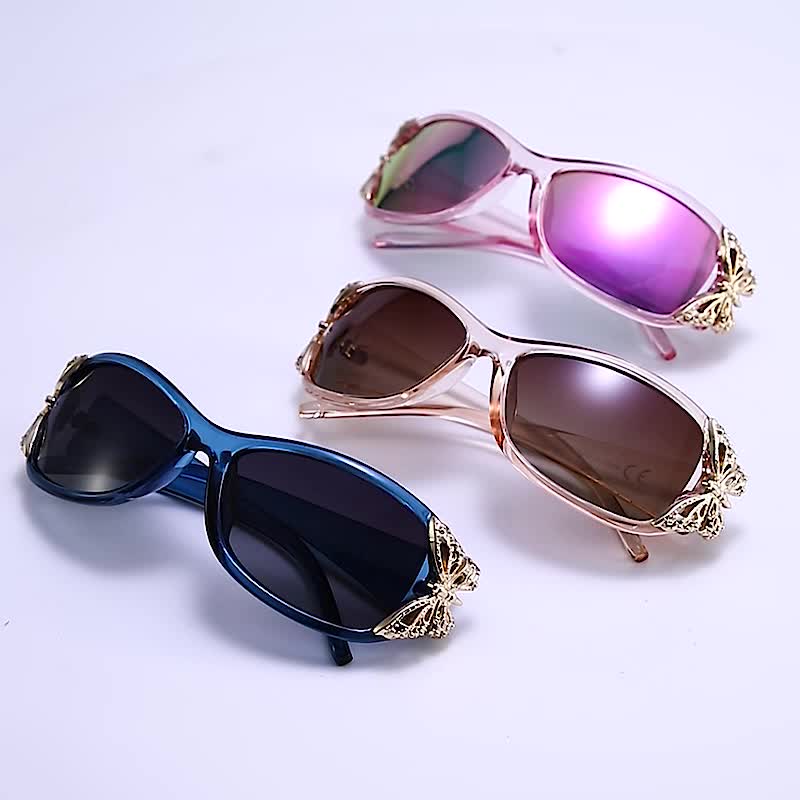 Y2K Polarisierte Schmetterlings-Sonnenbrille für Damen, Vintage, umlaufender Sonnenschutz zum Autofahren, Strandparty_voghion.com