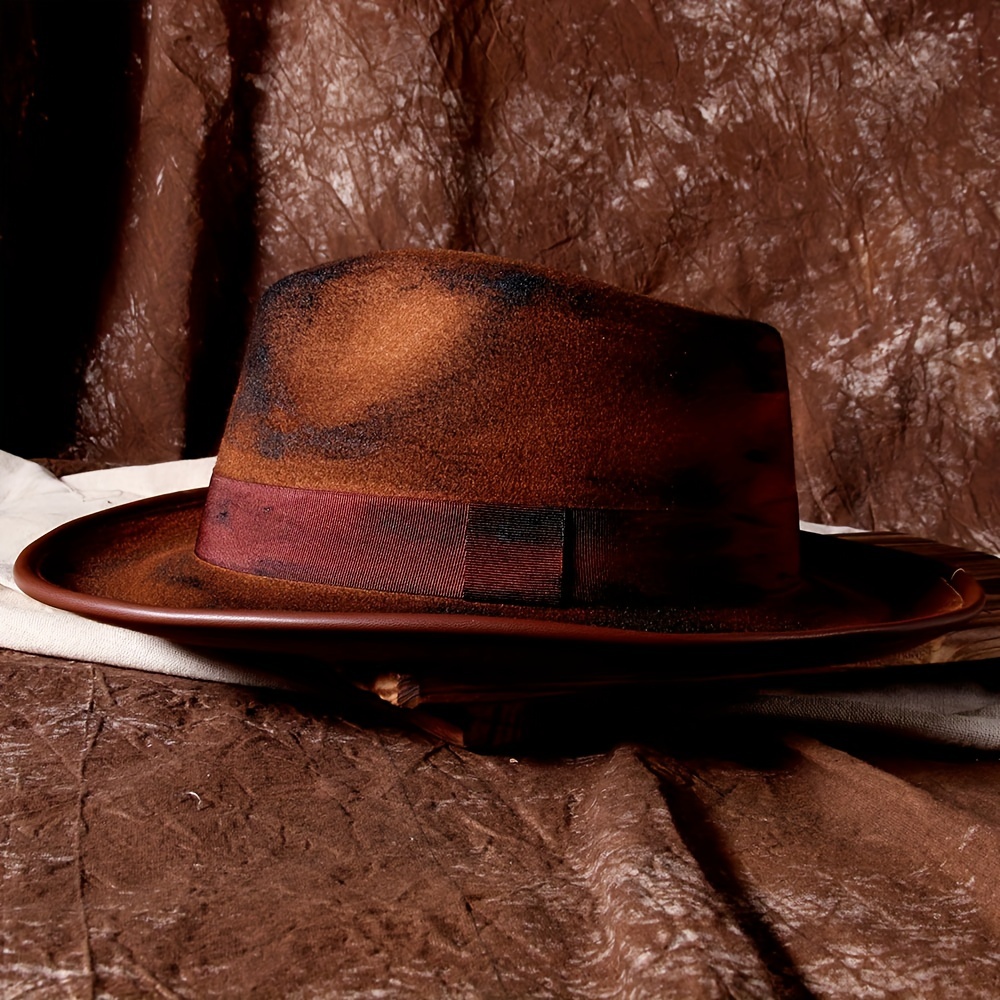 Pălării Fedora din lână, stil retro, cu artă cafea, toamnă, din pâslă, cu bor larg, pentru festival de jazz, pentru femei și bărbați_voghion.com