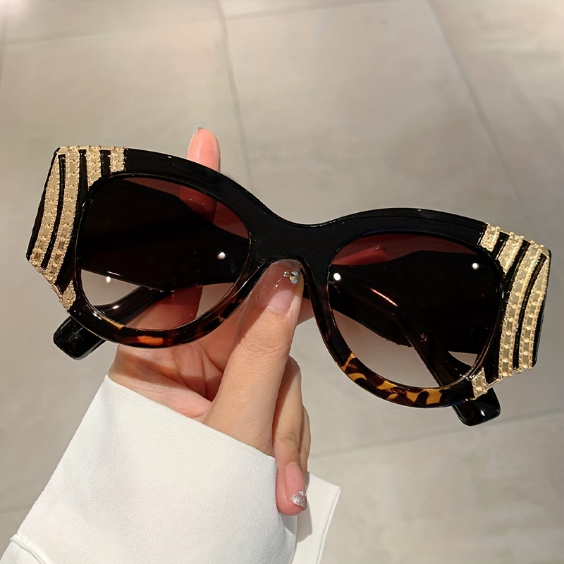 Retro ovale donne uomini catena rivetto decorazione occhiali da sole per lo shopping spiaggia festa_voghion.com