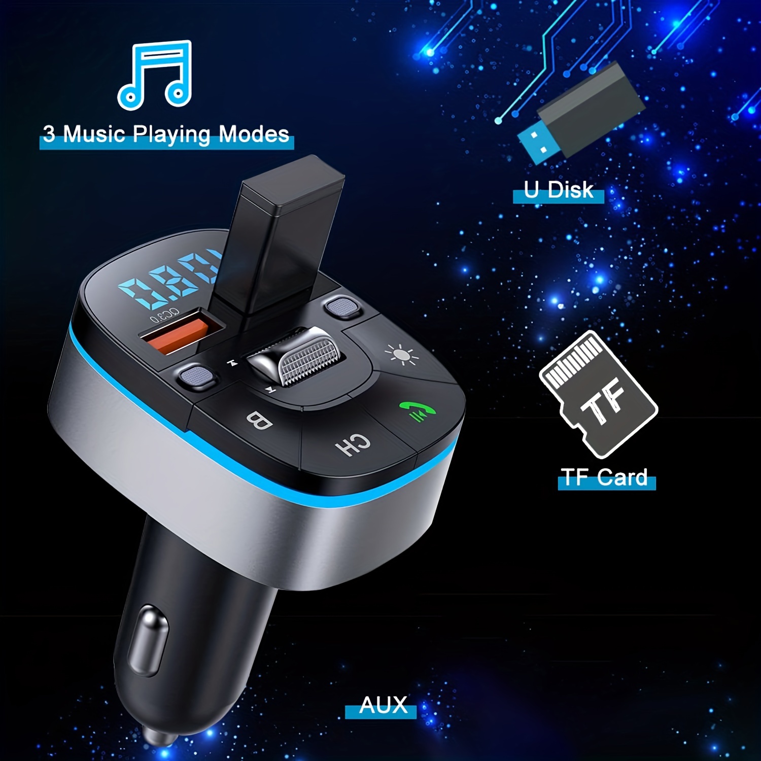 Fm Transmitter Für Das Auto Bluetooth Wireless Audio Empfänger_voghion.com