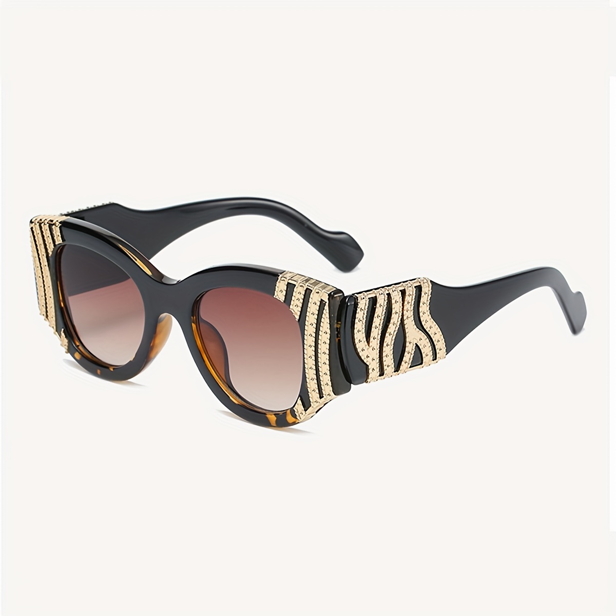 Retro ovale donne uomini catena rivetto decorazione occhiali da sole per lo shopping spiaggia festa_voghion.com