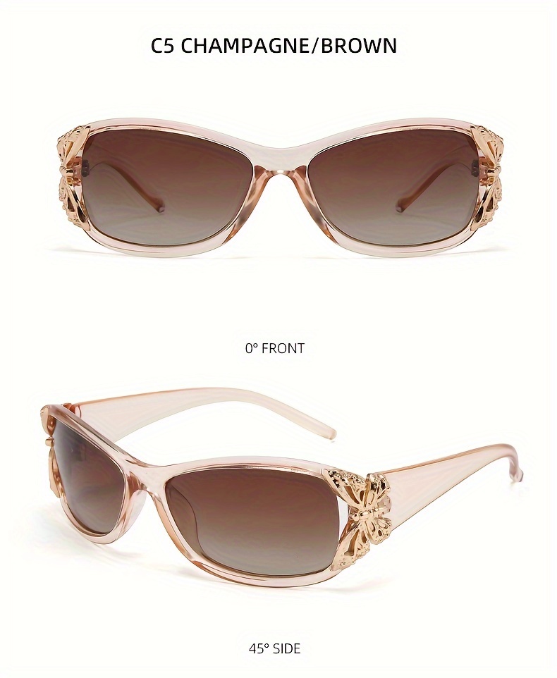 Y2K Polarisierte Schmetterlings-Sonnenbrille für Damen, Vintage, umlaufender Sonnenschutz zum Autofahren, Strandparty_voghion.com