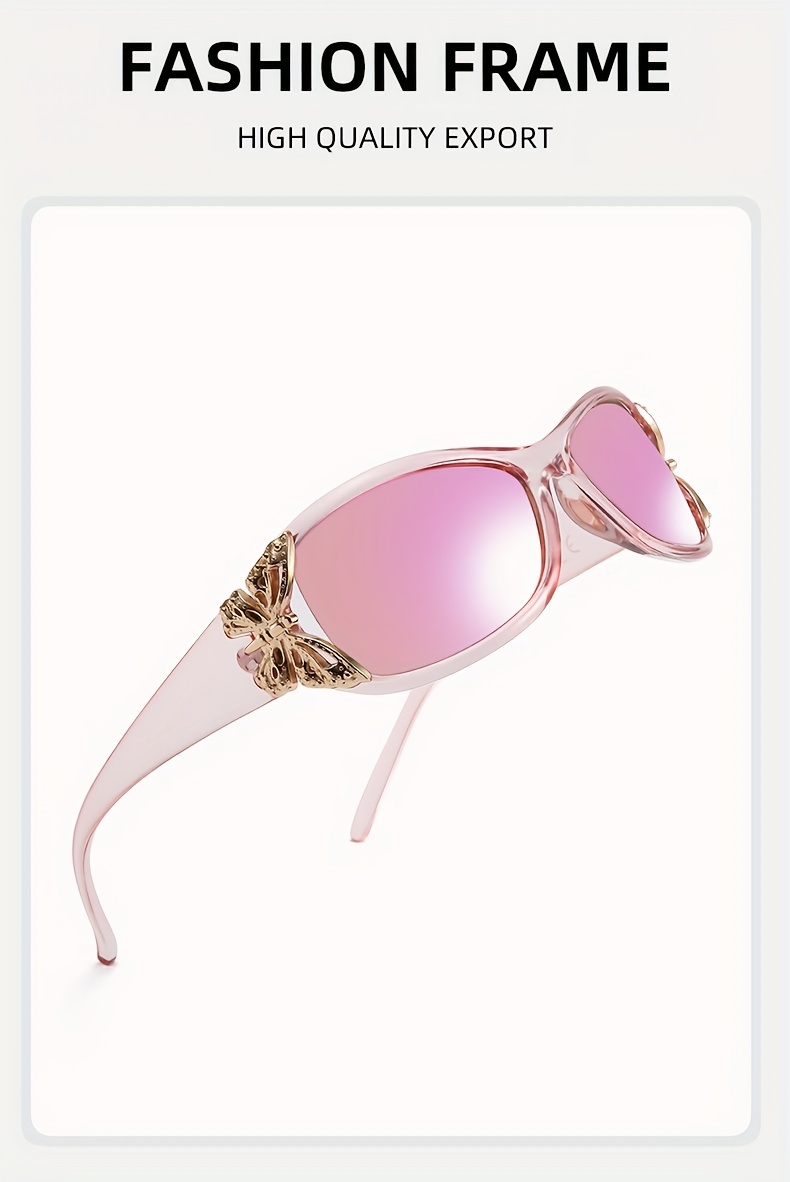 Y2K Polarisierte Schmetterlings-Sonnenbrille für Damen, Vintage, umlaufender Sonnenschutz zum Autofahren, Strandparty_voghion.com