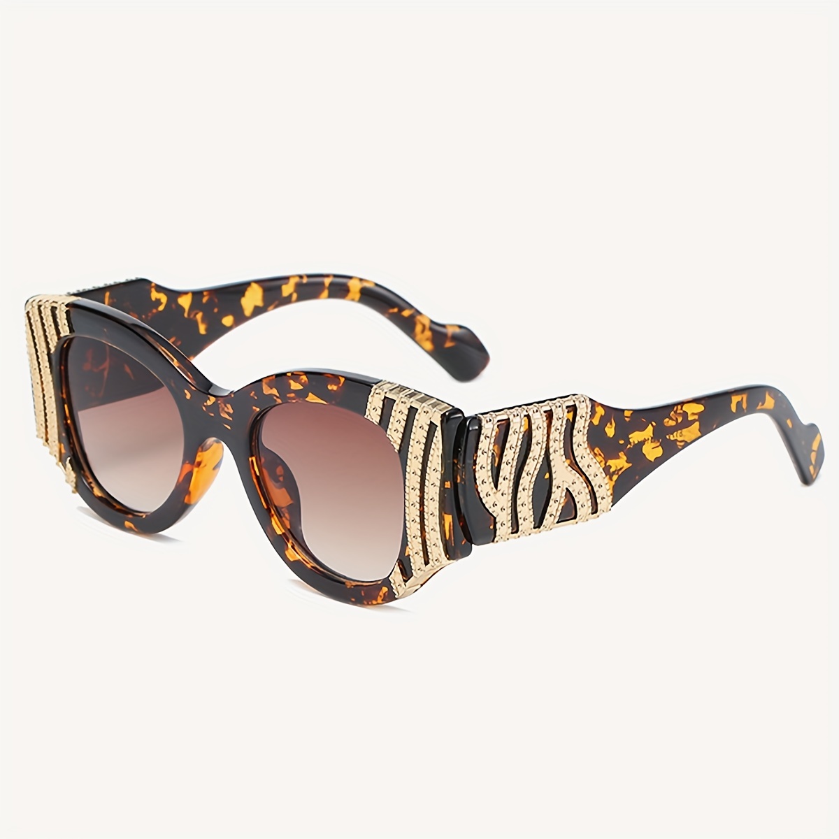 Retro ovale donne uomini catena rivetto decorazione occhiali da sole per lo shopping spiaggia festa_voghion.com