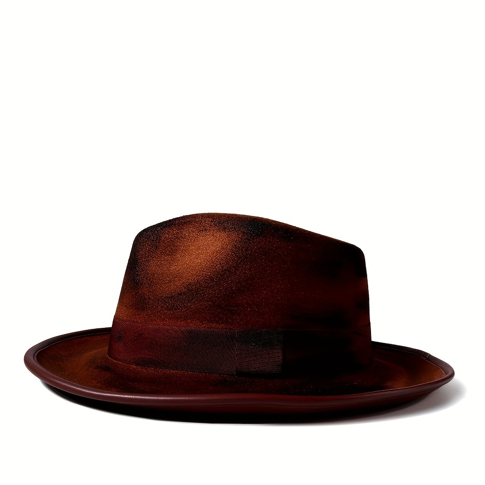 Pălării Fedora din lână, stil retro, cu artă cafea, toamnă, din pâslă, cu bor larg, pentru festival de jazz, pentru femei și bărbați_voghion.com