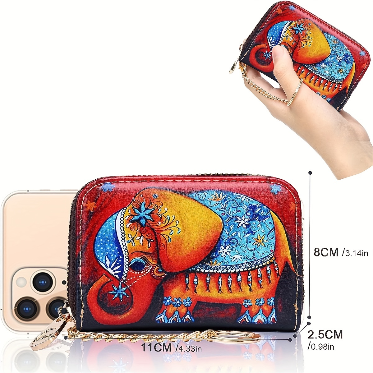High quality leather Men Women Card Holder Small Zipper Wallet Solid Coin Purse Key Ring Design RFID Business Credit Card Bags