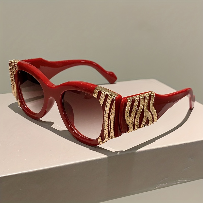 Retro ovale donne uomini catena rivetto decorazione occhiali da sole per lo shopping spiaggia festa_voghion.com