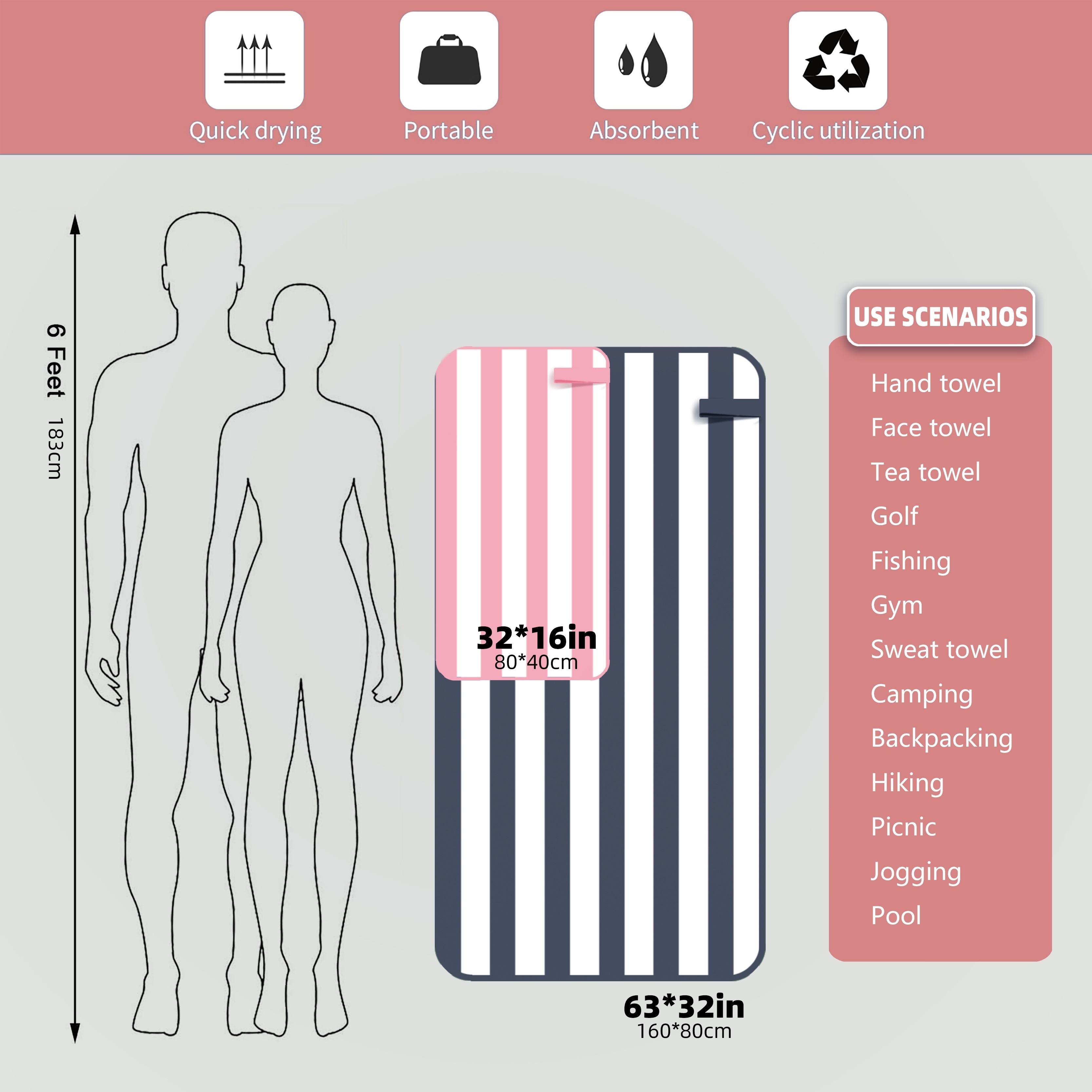 Lightweight Sports Towel: Quick Drying, Portable, Soft & Comfortable - Perfect For Outdoor Activities!_voghion.com
