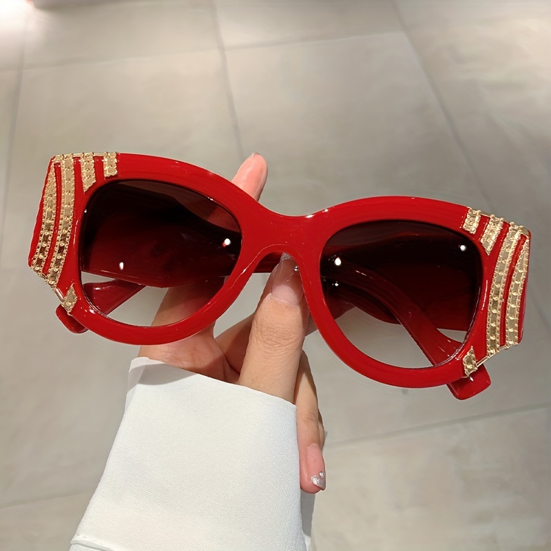 Retro ovale donne uomini catena rivetto decorazione occhiali da sole per lo shopping spiaggia festa_voghion.com