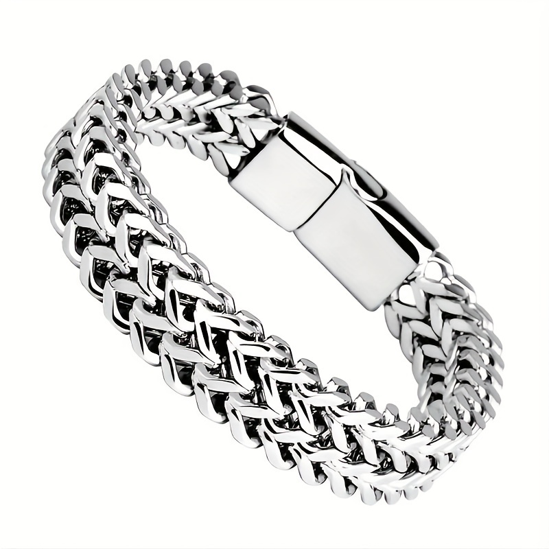 Stainless Steel Braided Square Reversible Magnetic Bracelet_voghion.com