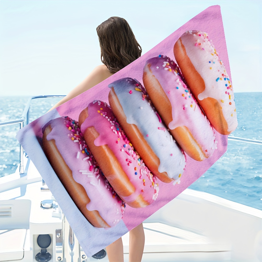 1 telo mare rosa a forma di ciambella - Asciugamano da bagno in microfibra, grande, ad asciugatura rapida, morbido, leggero, anti-sabbia, ideale per campeggio, viaggi, spiaggia e nuoto._voghion.com
