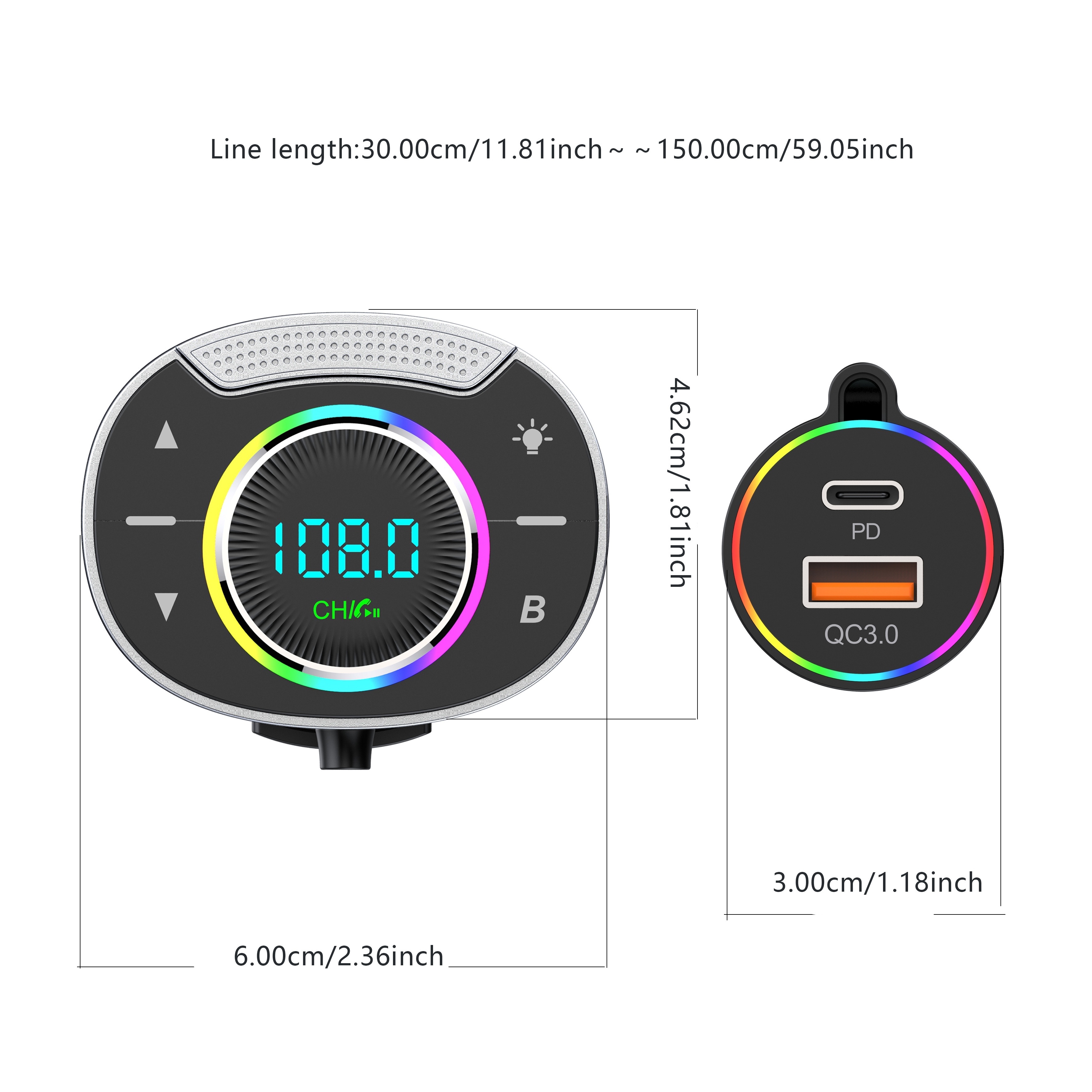 Bluetooth Car Adapter With Dual Usb Charger And Telescopic Cable_voghion.com