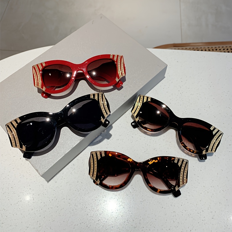 Retro ovale donne uomini catena rivetto decorazione occhiali da sole per lo shopping spiaggia festa_voghion.com
