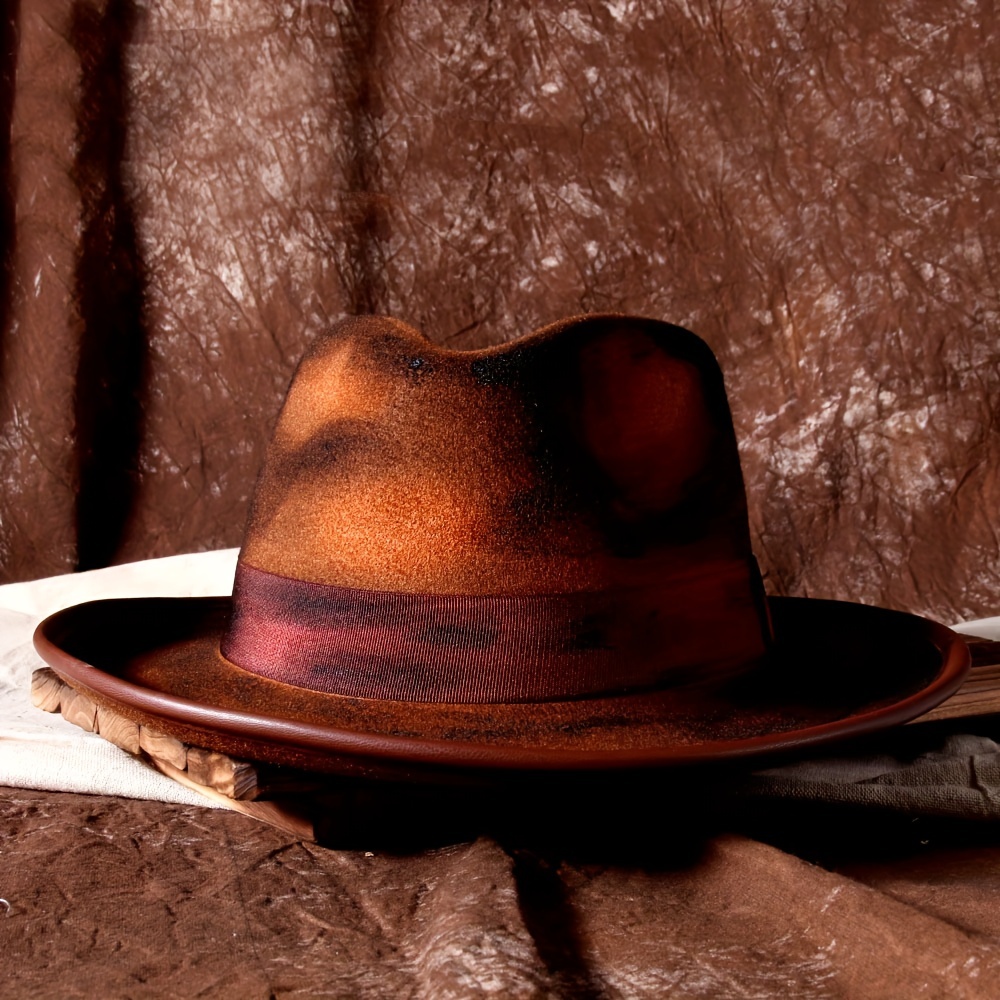 Pălării Fedora din lână, stil retro, cu artă cafea, toamnă, din pâslă, cu bor larg, pentru festival de jazz, pentru femei și bărbați_voghion.com