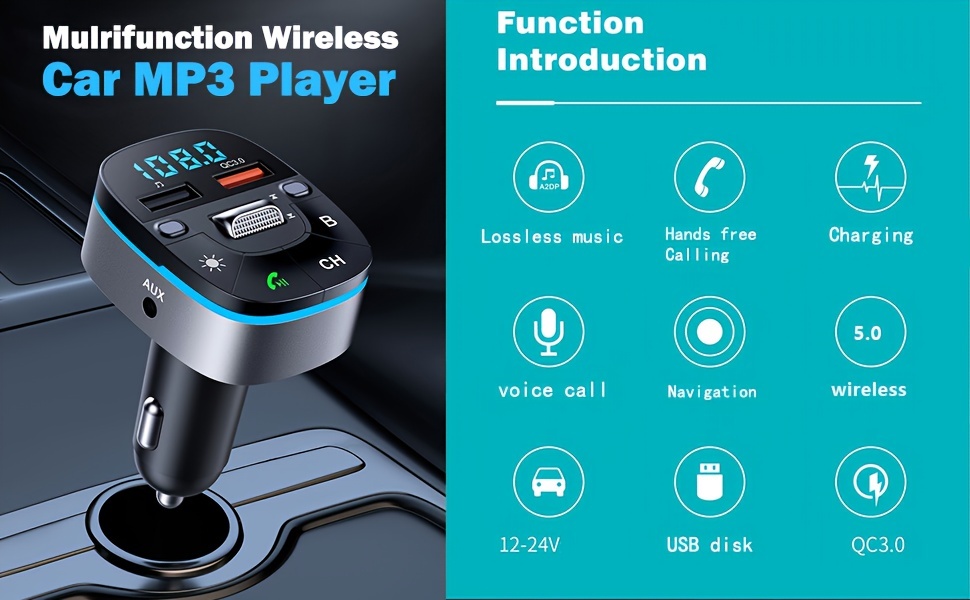 Fm Transmitter Für Das Auto Bluetooth Wireless Audio Empfänger_voghion.com