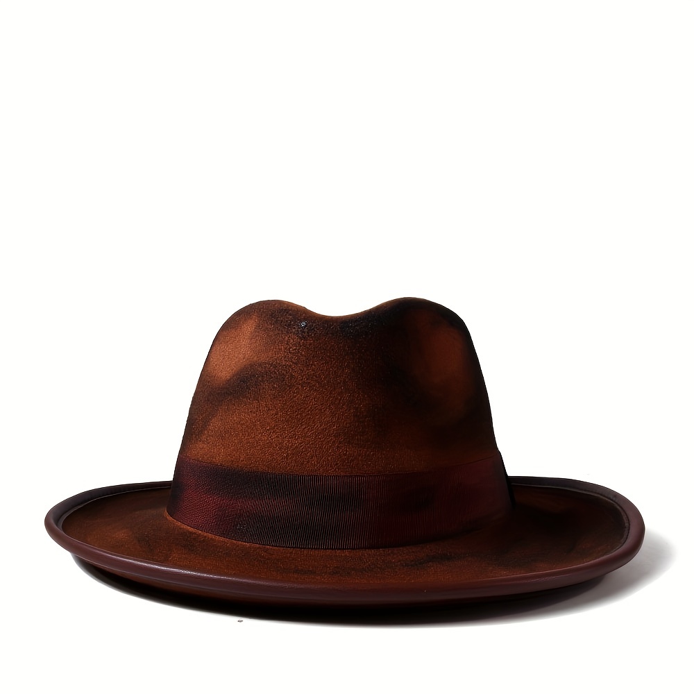 Pălării Fedora din lână, stil retro, cu artă cafea, toamnă, din pâslă, cu bor larg, pentru festival de jazz, pentru femei și bărbați_voghion.com