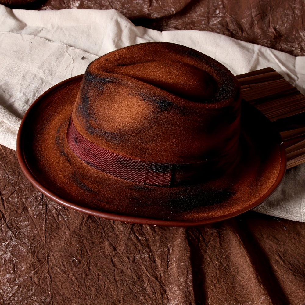 Pălării Fedora din lână, stil retro, cu artă cafea, toamnă, din pâslă, cu bor larg, pentru festival de jazz, pentru femei și bărbați_voghion.com