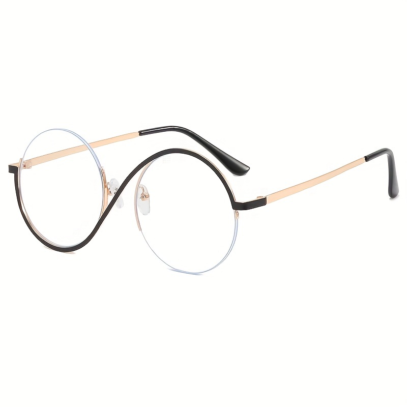 S-förmiger, klarer Brillenrahmen mit halbrandlosen Gläsern für Damen und Herren, modische Brille für Weihnachten/Halloween/Geschenk_voghion.com