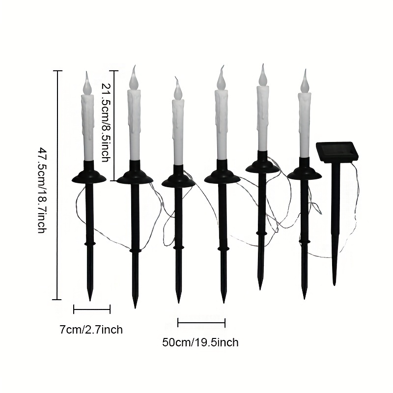 6 Pack Solar Candle Lights Outdoor Garden Decorations – product detail image 7 - CE GARDEN