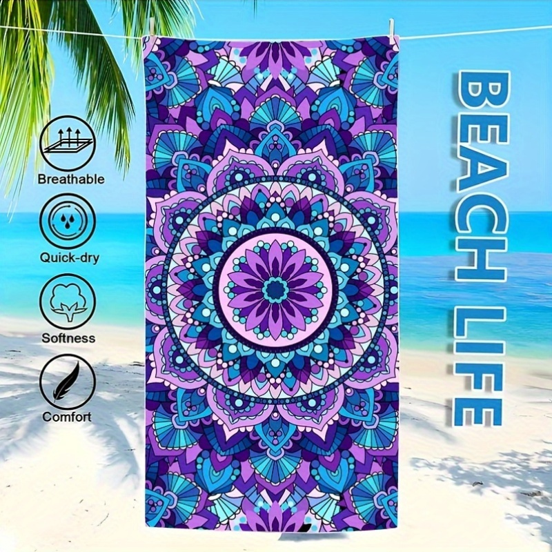 1pc Bohemian Sand Beach Towel - Quick-Dry Plaid Design For Sports, Travel, Swimming, Pool, Yoga And More_voghion.com