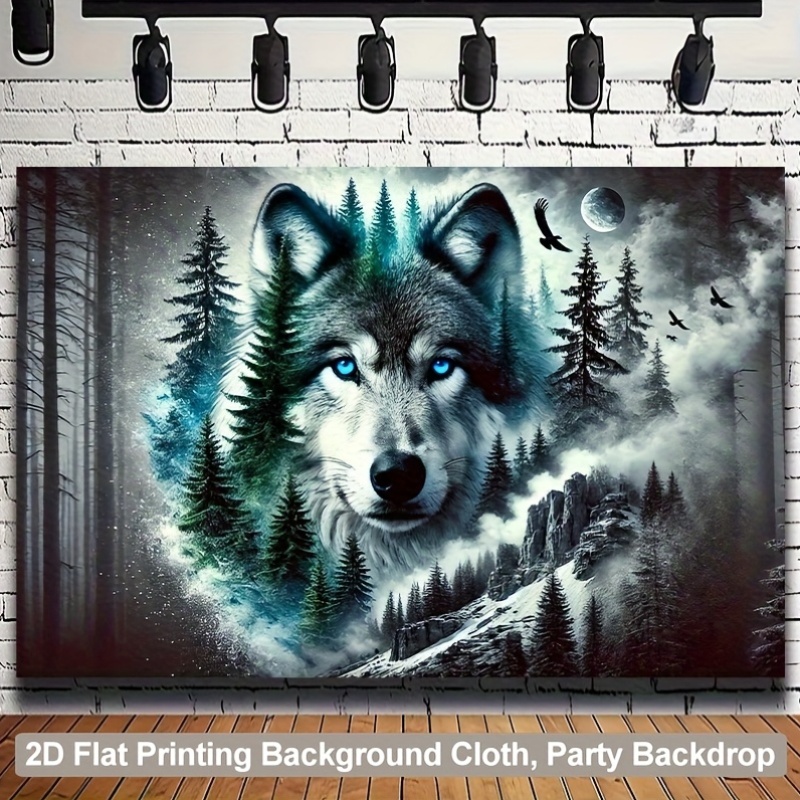 2D Flat Tapestry 2D Backdrop Solitary Wolf In Mysterious Forest Versatile Decor Fabric For Living Room Bedroom Office Home Outdoor Party Wall Decor_voghion.com