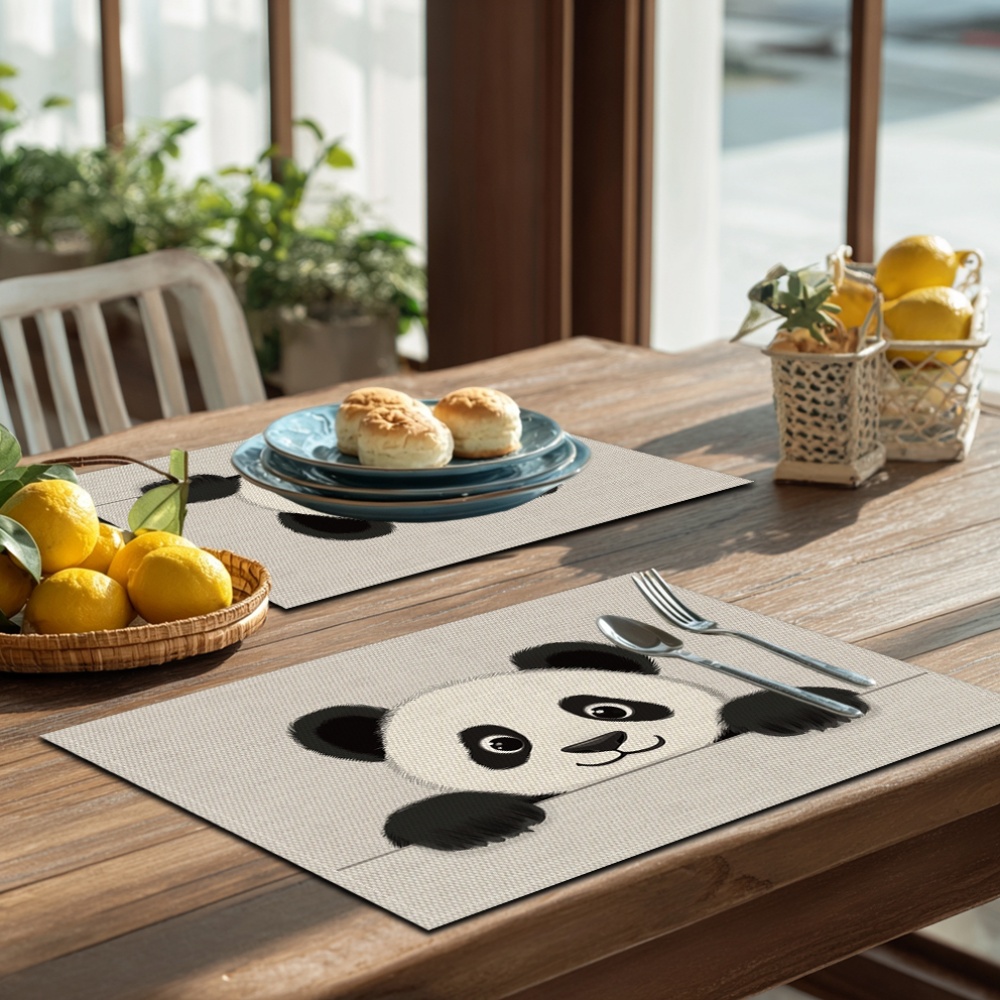 1pc/4pcs/6pcs A Cute Panda Peeking Over Patterned Printed 30Cm 45Cm Placemats Suitable For Festival Dining Creating A Festive Atmosphere_voghion.com
