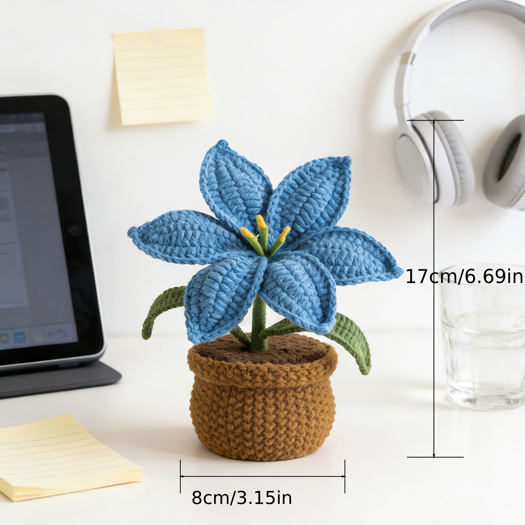 Lys crocheté à la main — Une décoration florale en pot éclatante, une touche chaleureuse pour les rebords de fenêtres et les tables, un cadeau parfait pour la Saint-Valentin, Retour à S_voghion.com