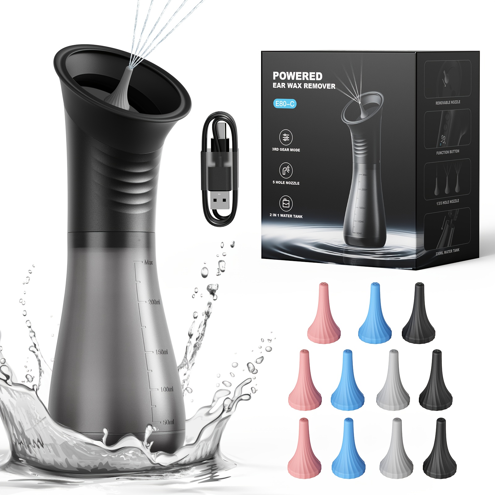 2025 New Model Earwax Cleaner With LED Display Rechargeable 3 Pressure Levels Home Use Gentle Cleaning_voghion.com