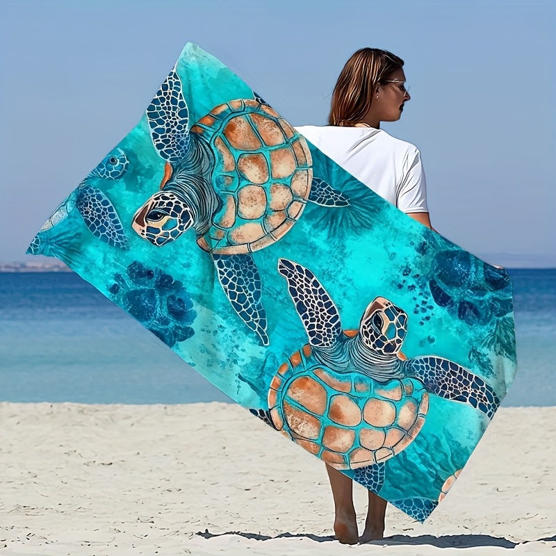 Extra Large Sea Turtle Print Beach Towel Ultra Soft Quick Dry Microfiber Multipurpose For Yoga Swimming Camping Beach Blanket Modern_voghion.com