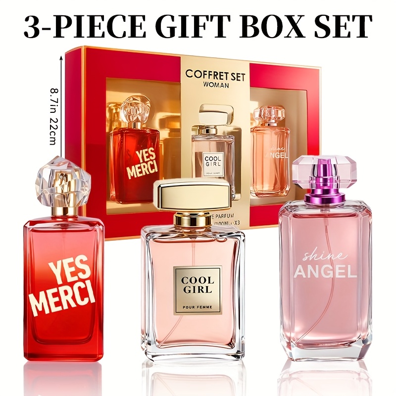 3-teiliges Set, Eau de Parfum Spray für Damen in Geschenkbox, langanhaltender Duft, 3 verschiedene Duftrichtungen, perfekt für die Feiertage_voghion.com
