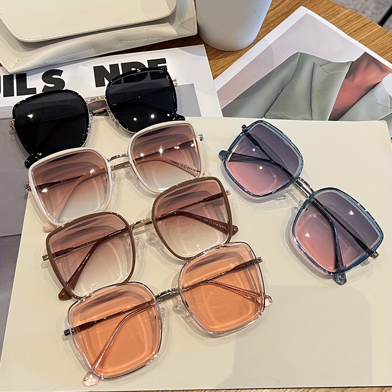 Große quadratische Gradientenmode Frauen Männer Blendschutz Sonnenbrille für Autofahren Strand Reisen_voghion.com