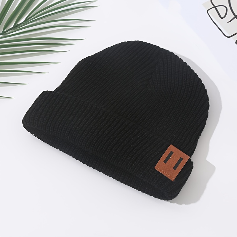 1PCS Black Warm Elastic, Lightweight Soft Hat, Simple Breathable Knit Hat Autumn And Winter, Suitable For Daily Wear,_voghion.com