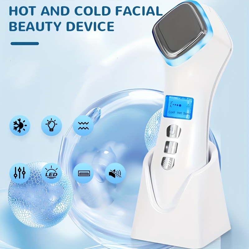 [Rechargeable Massager] Rechargeable Hot Cold Massager Portable LED Display Cleansing And Massaging With USB Charging,_voghion.com