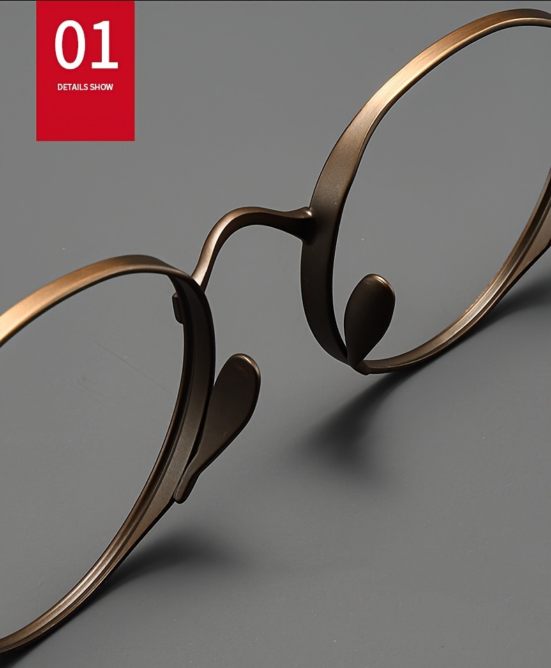 Γυαλιά Vintage Oval Titanium Frame - Ελαφρύ, γυαλιά πλήρους χείλους για άνδρες και γυναίκες, πλάτος 136 mm, φακός 49 mm, μύτη 20 mm_voghion.com