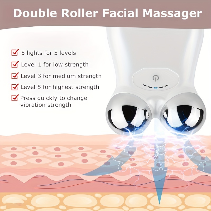 In 1 Professioneller Gesichtsmassageroller Elektrisches Facelifting-Tool für die tägliche Hautpflege 5 Modi anpassbare Vibration_voghion.com