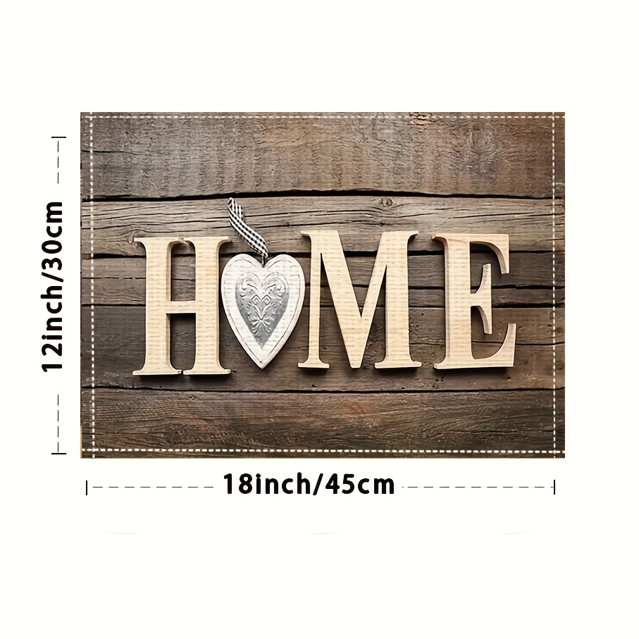 1/4/6/8pcs Wood Grain Love Letter Pattern Placemats Seasonal Daily Holiday Decor Suitable For Home Kitchen Dining Room Party Indoor Outdoor Decoration_voghion.com